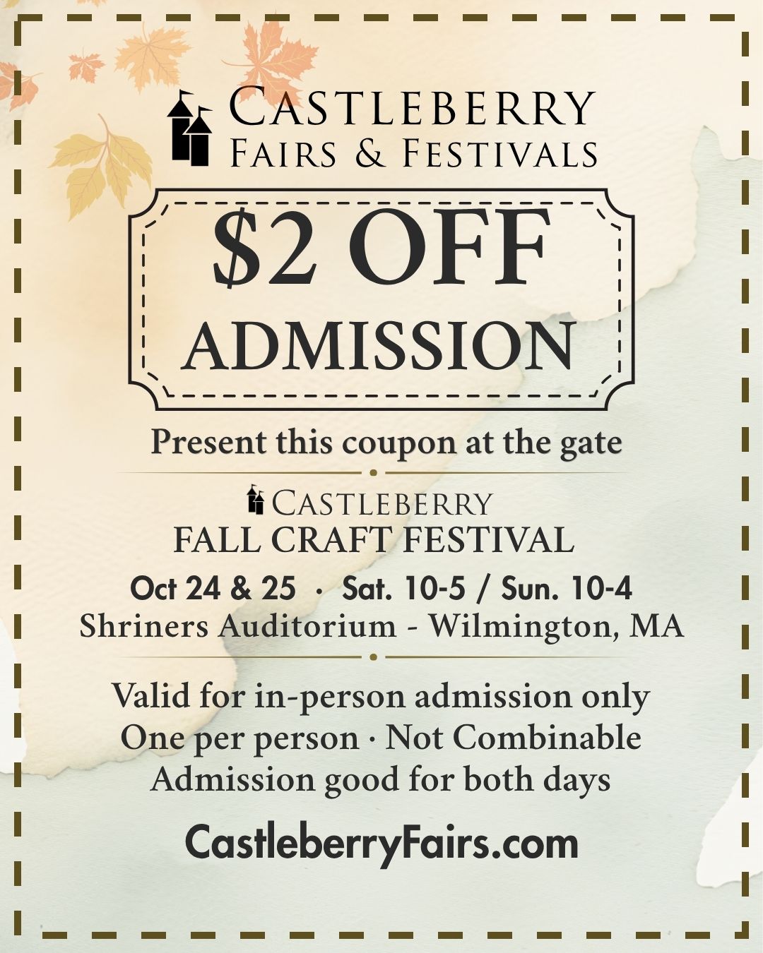 Castleberry Fall Craft Festival admission coupon